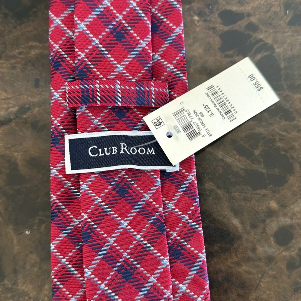 NEW! Club Room Red and Blue Plaid Tie